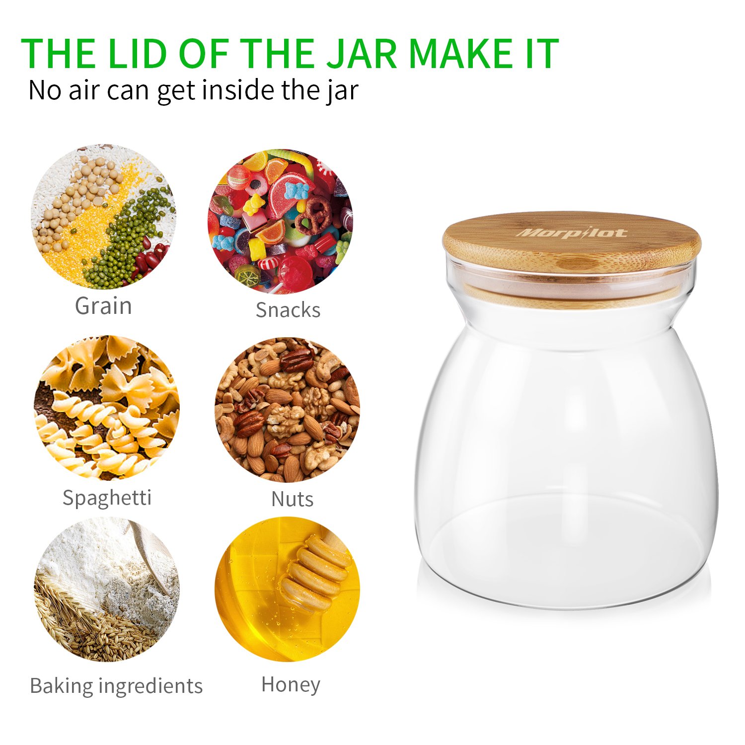 Morpilot Glass Storage Jars 700ml for Tea Coffee Sugar Biscuit Storage