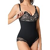 ChouChouter Lace Nursing Bodysuit, V Neck Breastfeeding Body Shaper for Tummy Control, Postpartum Sculpting