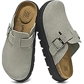 UpResty 100% Genuine Suede Clogs for Women Footwear with Arch Support, Platform Womens Clogs with Memory Foam Cork Footbed, Comfort Non Slip Women Mules, Stylish Slip on Potato Shoes Sandals