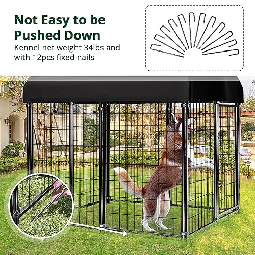 PawGiant Dog Kennel Outdoor with Roof, Dog House Outside for