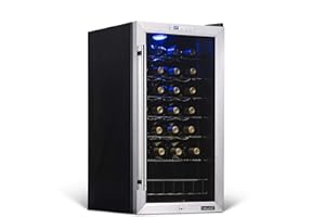 NewAir Compressor Wine Cooler Refrigerator in Stainless Steel | 27 Bottle Capacity | Freestanding or Built-In | UV Protected Glass Door with Lock and Handle AWC-270E