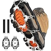 Crampons for Shoes with 28 Stainless Steel Spikes, Anti Slip Crampons for Hiking Boots Women Men, Ice Cleats Traction Snow Grips for Hiking Jogging Fishing Walking Climbing Mountaineering
