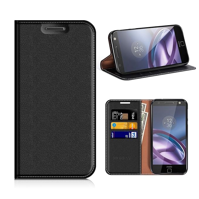 MOBESV Motorola Moto Z Hülle Leder, Motorola Moto Z Tasche Lederhülle/Wallet Case/Ledertasche Handyhülle/Schutzhülle mit Kart