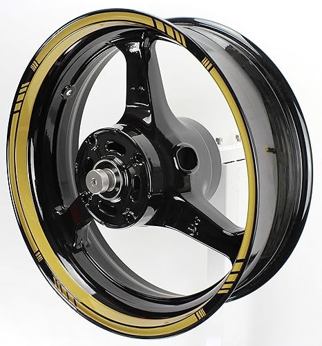 Amazon Axxl バイク用 17インチ カスタム極太リムステッカー Std1 F ゴールド リムステッカー 車 バイク