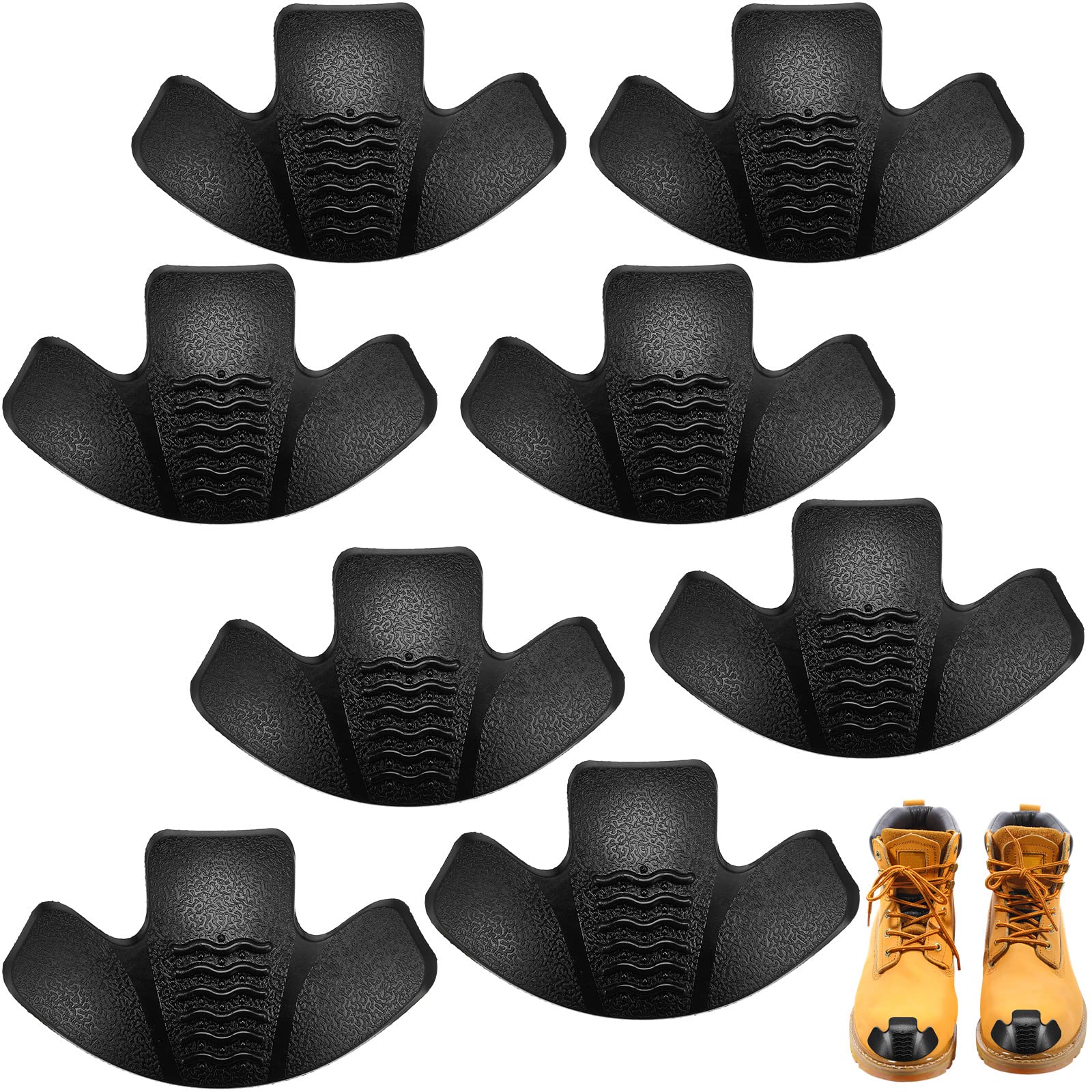 Photo 1 of 8 Pieces Toe Guards for Boots Toe Protectors Work Foot Guards Rubber Shoes Covers Boot Shoes Head Caps for Repairing Do Not Include Glue and Sandpaper