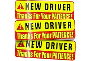 New Driver Magnetic Sign For Car - EXTRA LARGE 9.75" by 3.24" - 3 Pack - Essential Student Driver Magnet Stickers for Bumper 