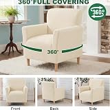 LiveGo Stretch Banquet Armchair Slipcover Beige Knit Chair Cover Non-Slip view 8