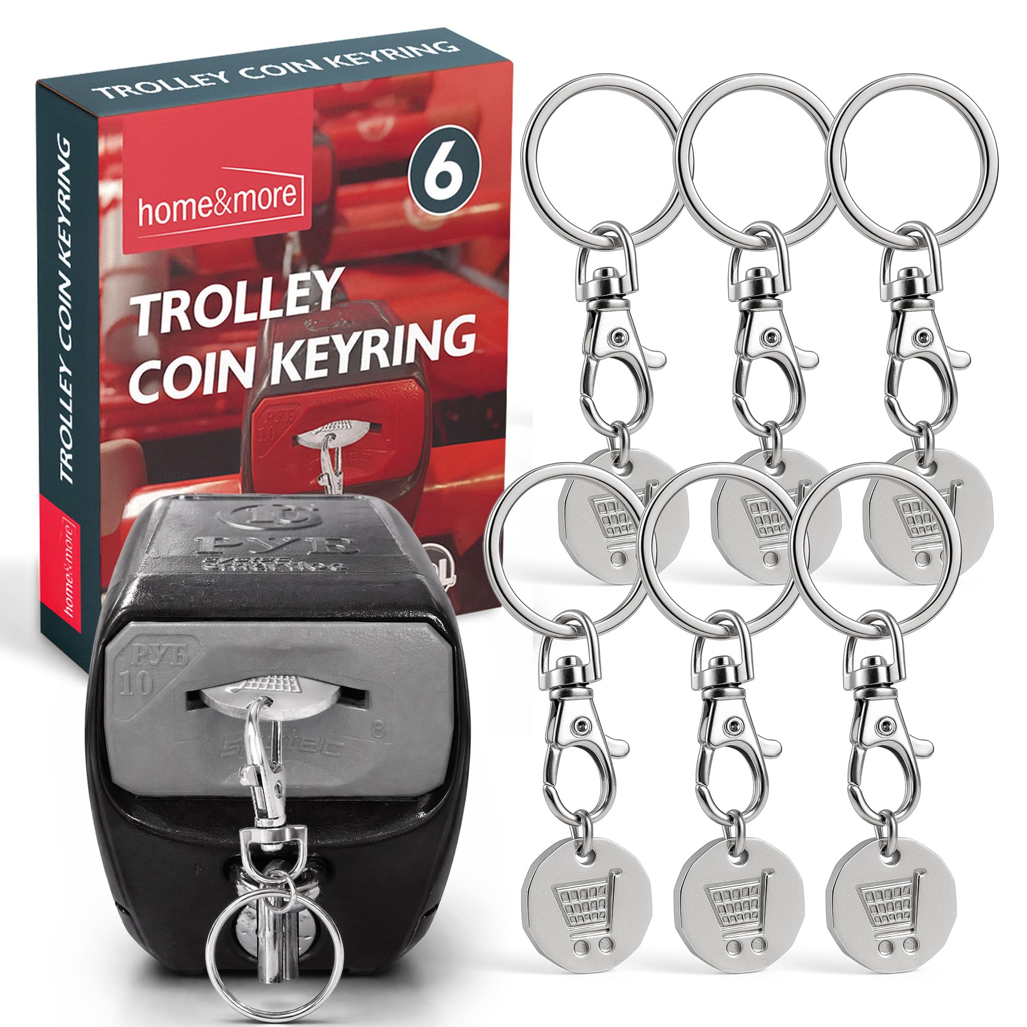 SOL 6 Pack of Shopping Trolley Token Locker Coin Pound Set for Carts Gym Storage Lightweight Durable Design Easy Carry Everyday Convenience Compact Accessory Quick Release Simple Attachment