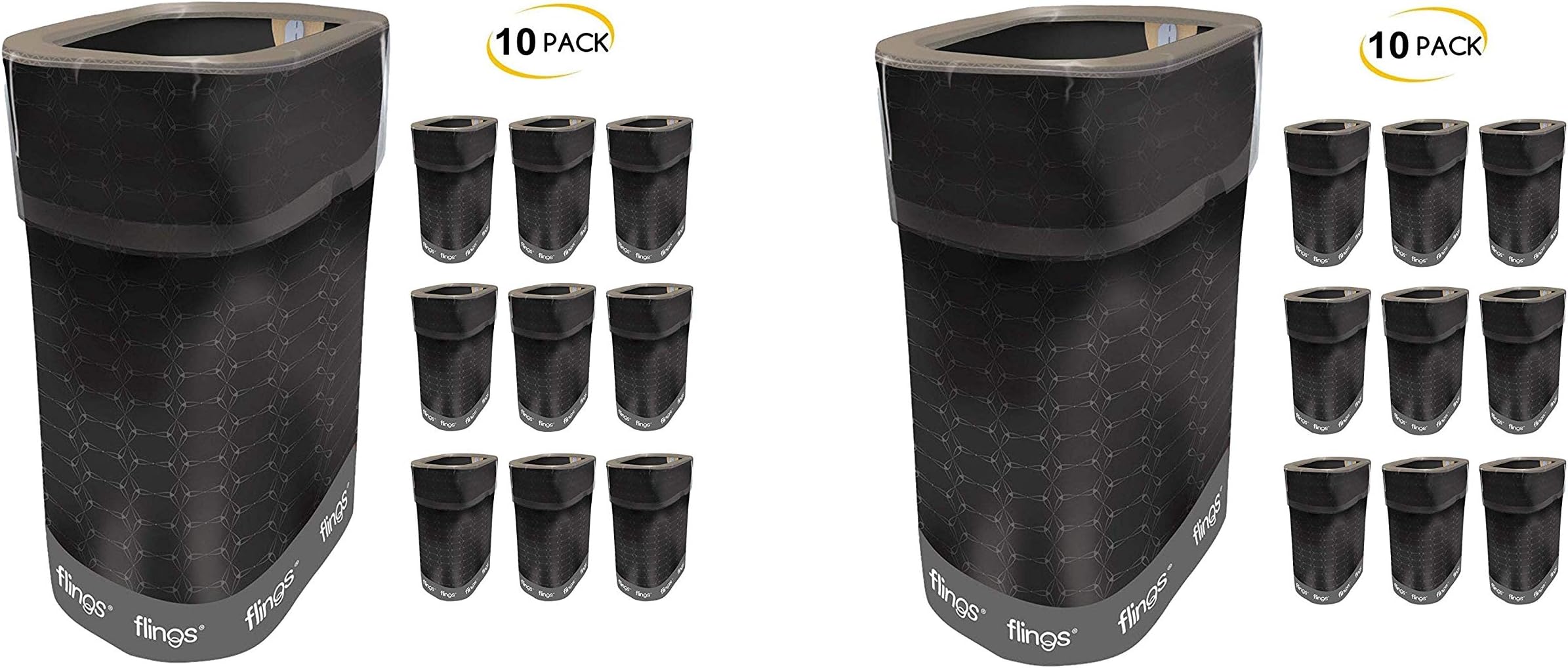 Trashco Flings Bins POP UP All Occasion Black - 10 Pack (Twо Расk)