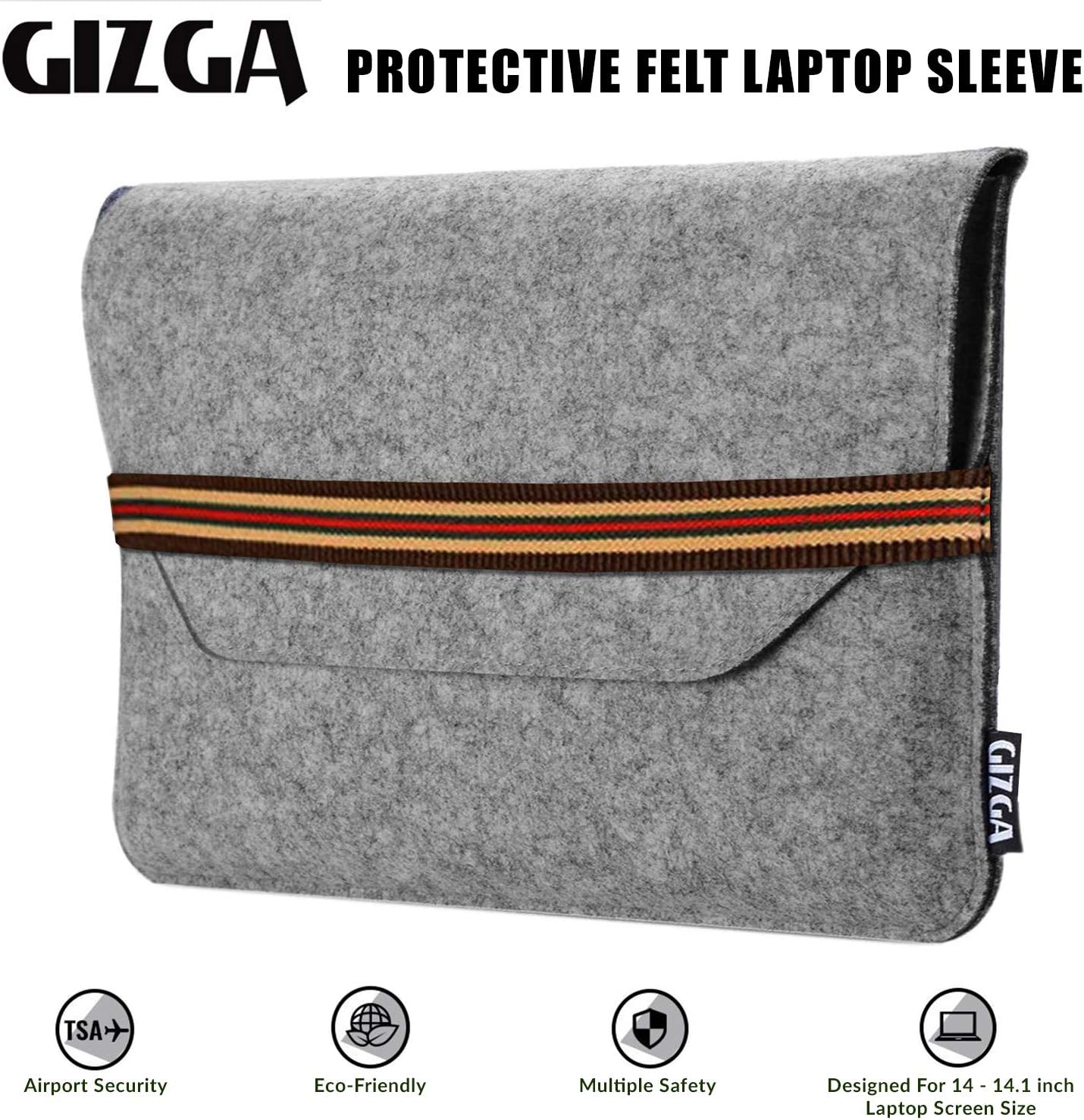 GIZGA Laptop Bag Sleeve Case Cover for 13-Inch/ 13.3 Inch Laptop MacBook Air Pro (Grey)