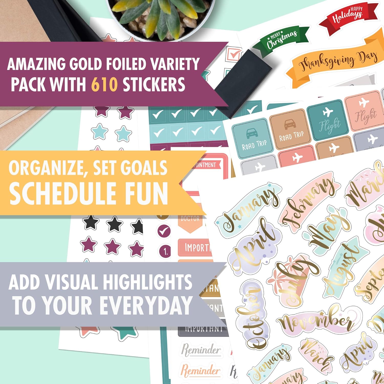 Ultimate Productivity Stencils and Planner Stickers for Journaling - Time Saving Journal Accessories/Supplies to Create Layouts Easily - Incl. Bullet Point Checklists, Daily/Weekly/Monthly Calendars : Kitchen & Dining