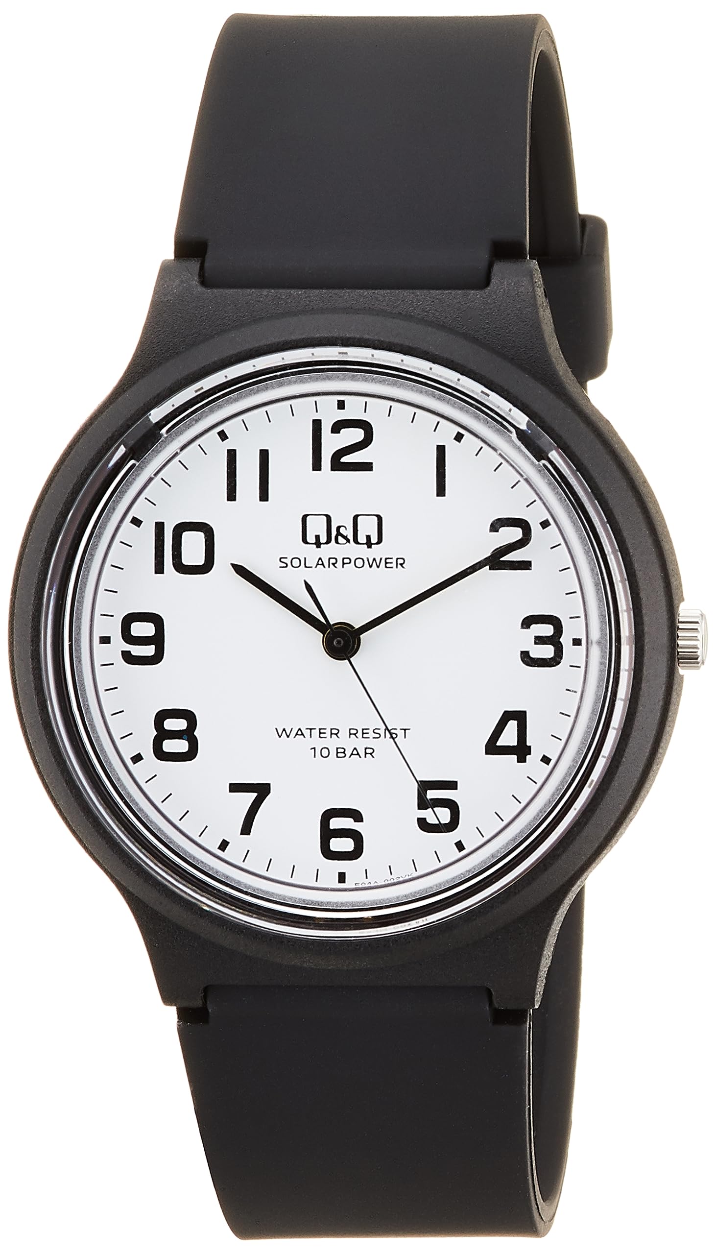 [シチズン Q&Q] アナログ ソーラー腕時計 10気圧防水 ウレタンベルト 電池交換不要 軽量 見やすい文字盤 シンプル E04A-002VK メンズ ブラック商品画像