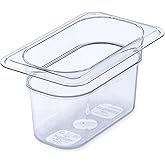 Carlisle FoodService Products Plastic Food Pan 1/9 Size 4 Inches Deep Clear