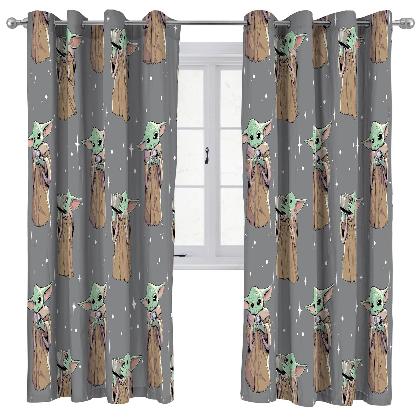 Jay Franco Star Wars The Mandalorian Curious Kid 183cm x 168cm Eyelet Window Curtains - 2 Panels