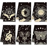Bencailor 6 Pcs Retro Kitchen Towels 15.7 x 23.6 Inch Farmhouse Vintage Hand Towels Decorative Absorbent Dish Cloth for Bathroom Decor for Cooking Baking Cleaning(Black, Gold,Bohemia)