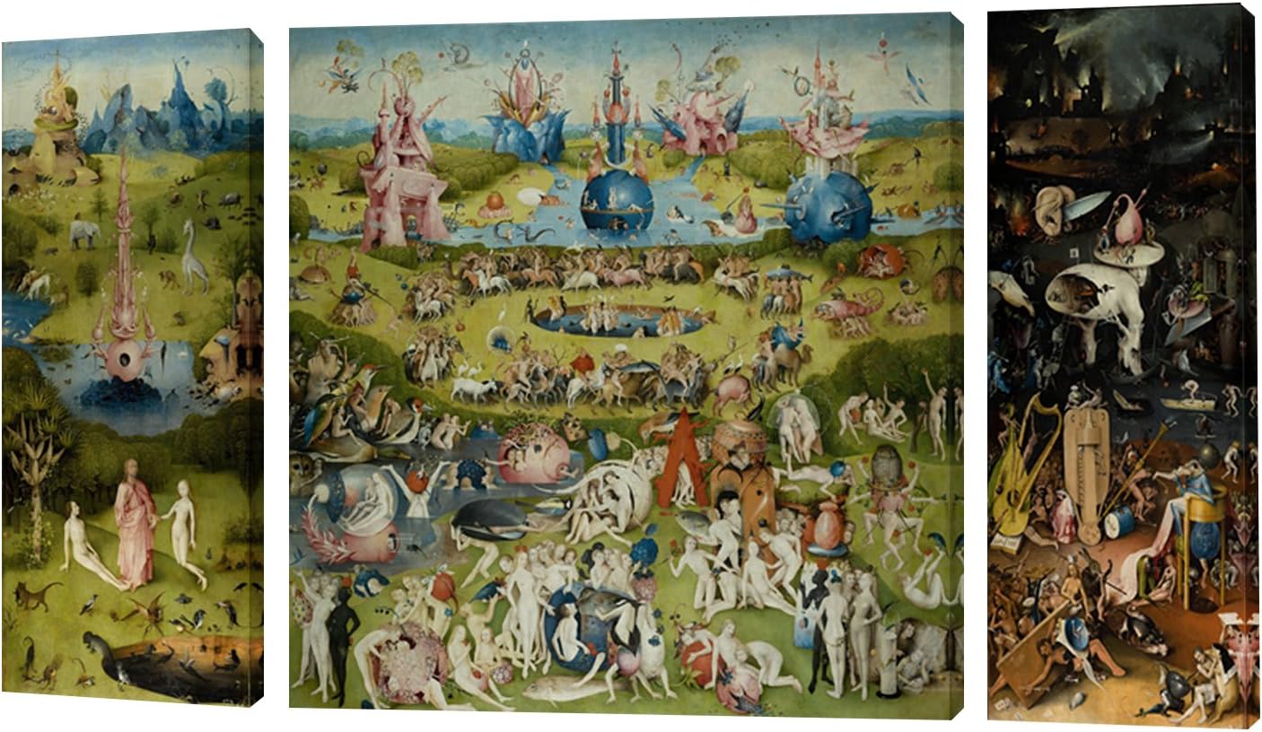 FajerminArt 3 Panel Wooden Frame Painting, Famous The Garden Of Earthly