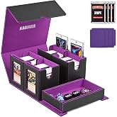 Kabinka 5-in-1 MTG Commander Deck Box, Holds 400+ Double-Sleeved Cards | Patented Design Card Deck Box, Magnetic Detachable Card Case with Dice Tray, Fits Magic / TCG Cards (Black Purple)