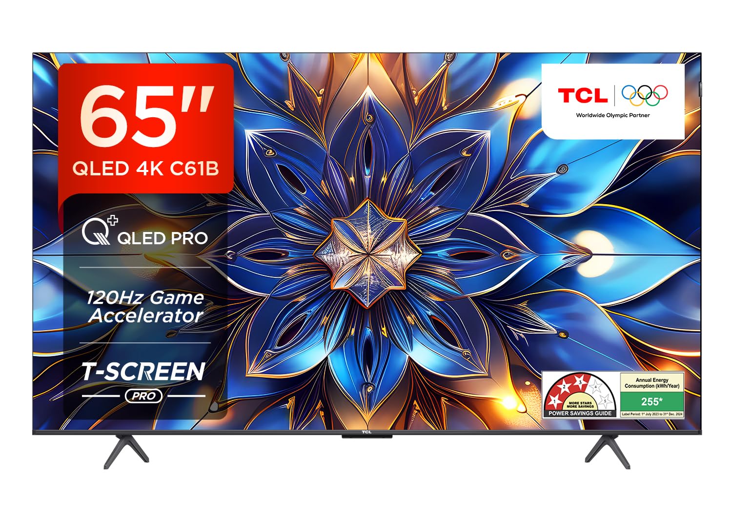 TCL 164 cm (65 inches) 4K Ultra HD Smart QLED Google TV 65C61B (Black)