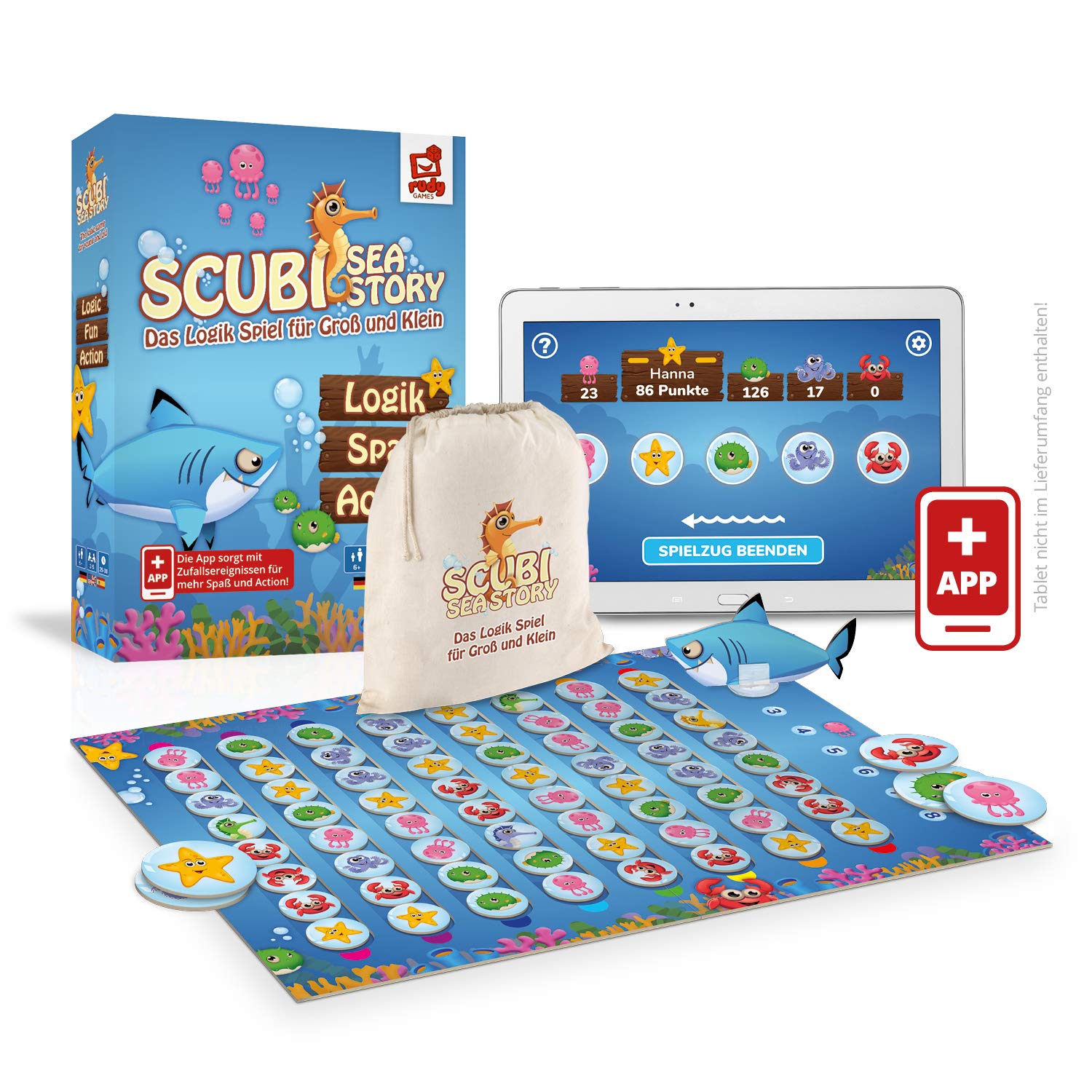 rudy games - Scubi 2019 - Interactive Logic Game with App for all Ages - for Children 6 Years and Up and Adults (Base Game)
