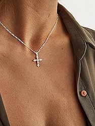 Silver Cross Necklaces for Women, Dainty Charm