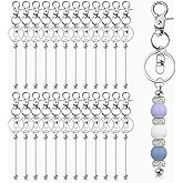 FACULX 24 Pcs Beadable Keychain Bars for Beads, DIY Blank Beadable Keychains Making Kit, Metal Beadable Items for Pendant DIY Crafts Jewelry Making Supplies Handmade Gift (Silver)