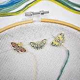MAGNEECH 3 Pcs Flower Butterfly Needle Minder for Cross Stitch,Needlework and Embroidery Accessories, Gift for Cross Stitch Lover