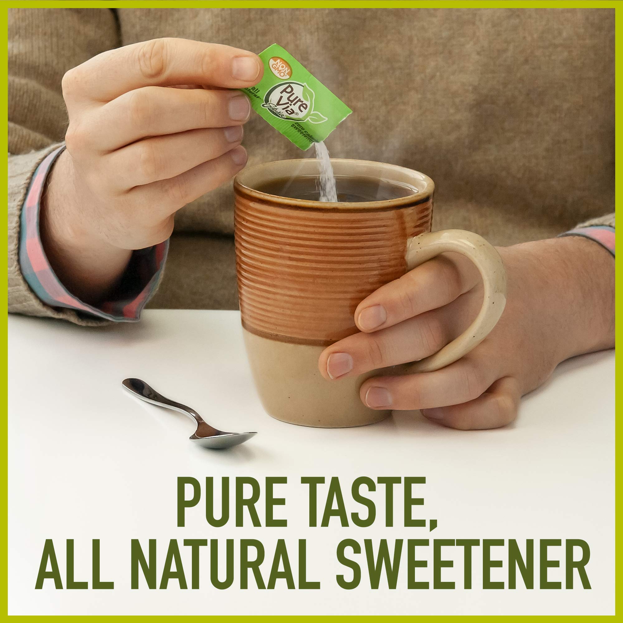PURE VIA Stevia Sweetener Packets, Sugar Substitute, Natural Sweetener