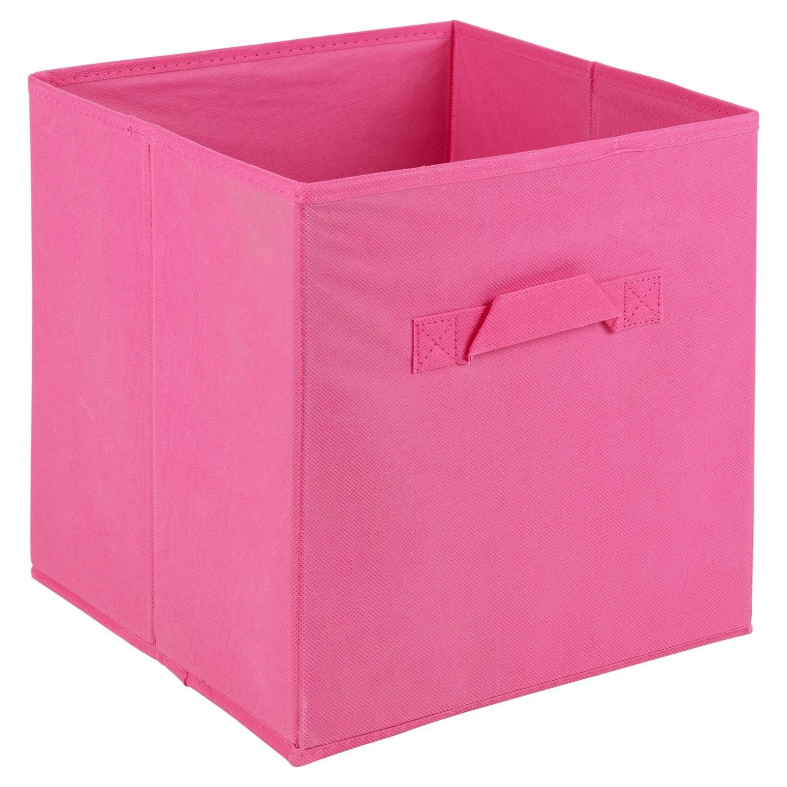 URBNLIVING Collapsible Storage Cube Drawer Box with Carry Handles (Dark Pink - Large)
