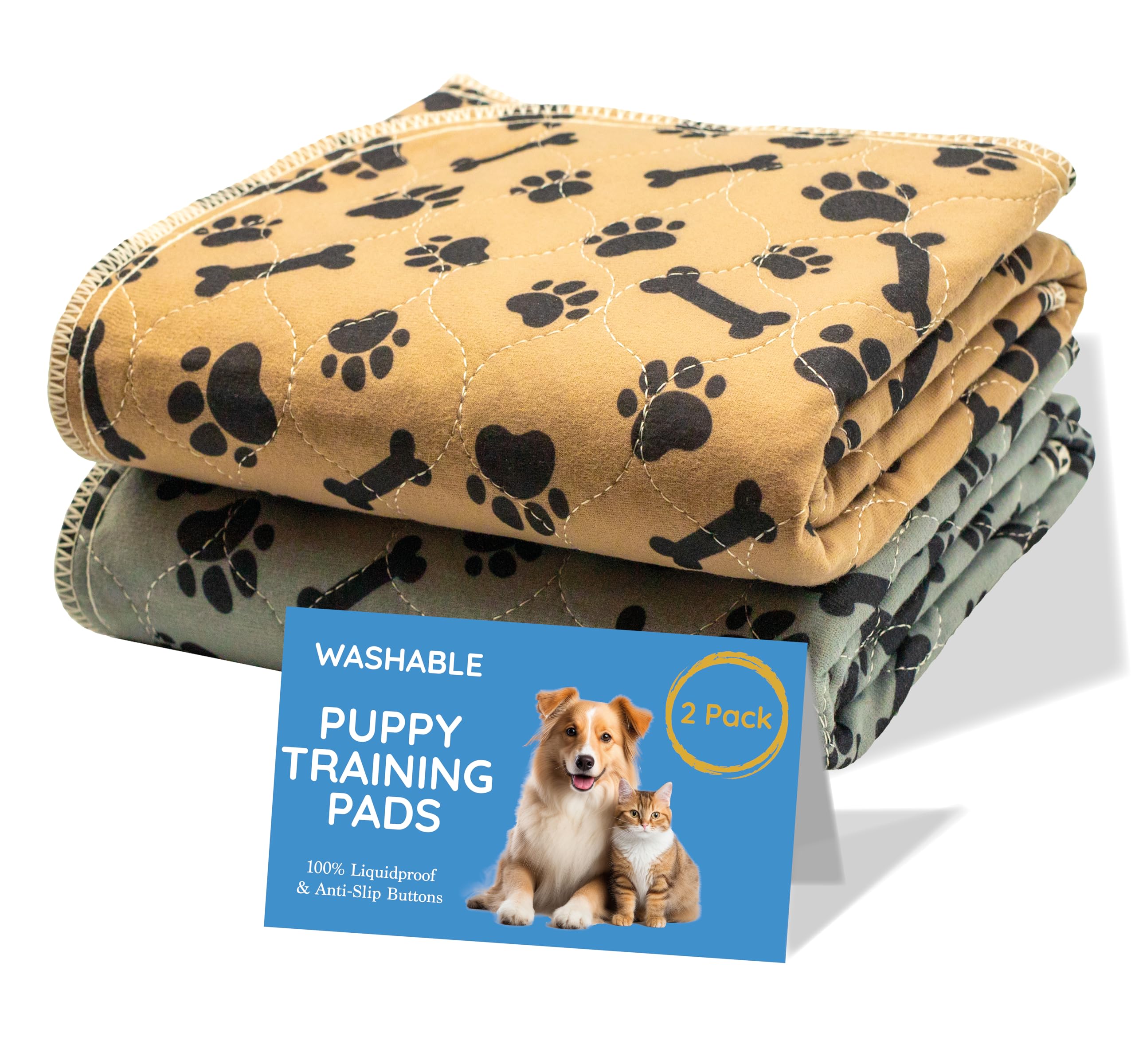 MAGNUS CREATIONS 5-Layer Washable Puppy Training Pads | Reusable Dog Pee Pads | Super Absorbent Waterproof Pet Mats for Home, Car & Travel | Small & Medium Dogs (2-Pack, 61 × 45 cm) — image 1