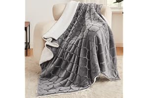 L'AGRATY Sherpa Throw Blanket - Plush Blanket for Bed - 50"x60" Soft Fleece Blanket - Comfy Fluffy Blanket for Chair and Couch - Warm Fuzzy Blanket for Gift(Light Grey)