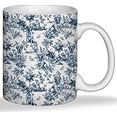 JINYO Blue and White Chinoiserie Labrador Retriever Mug, Labrador Retriever Gifts for Women Coffee Cup, Toile de Jouy French Country Dog Ceramic Coffee Tea Mug 11 oz