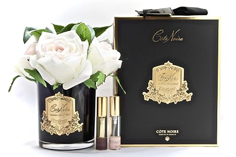 Cote Noire Bouquet De Fleurs Dans Un Vase En Verre Noir Avec