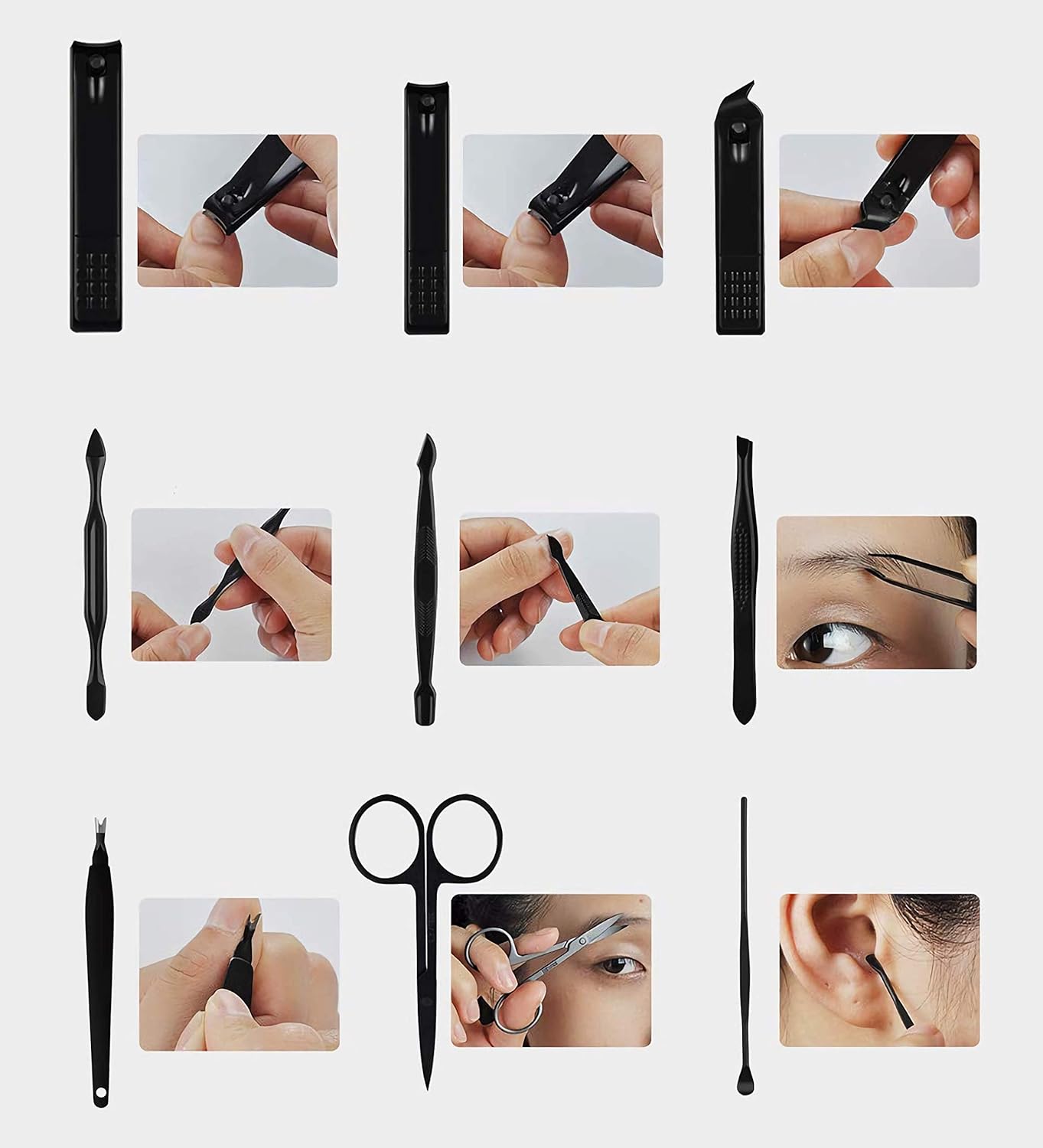 Manicure Set High Precisio Stainless Steel Nail Cutter Pedicure Kit Nail File Sharp Nail Scissors and Clipper Pedicure Kit Fingernails & Toenails with with Black Leather Travel Portable stylish case : Beauty