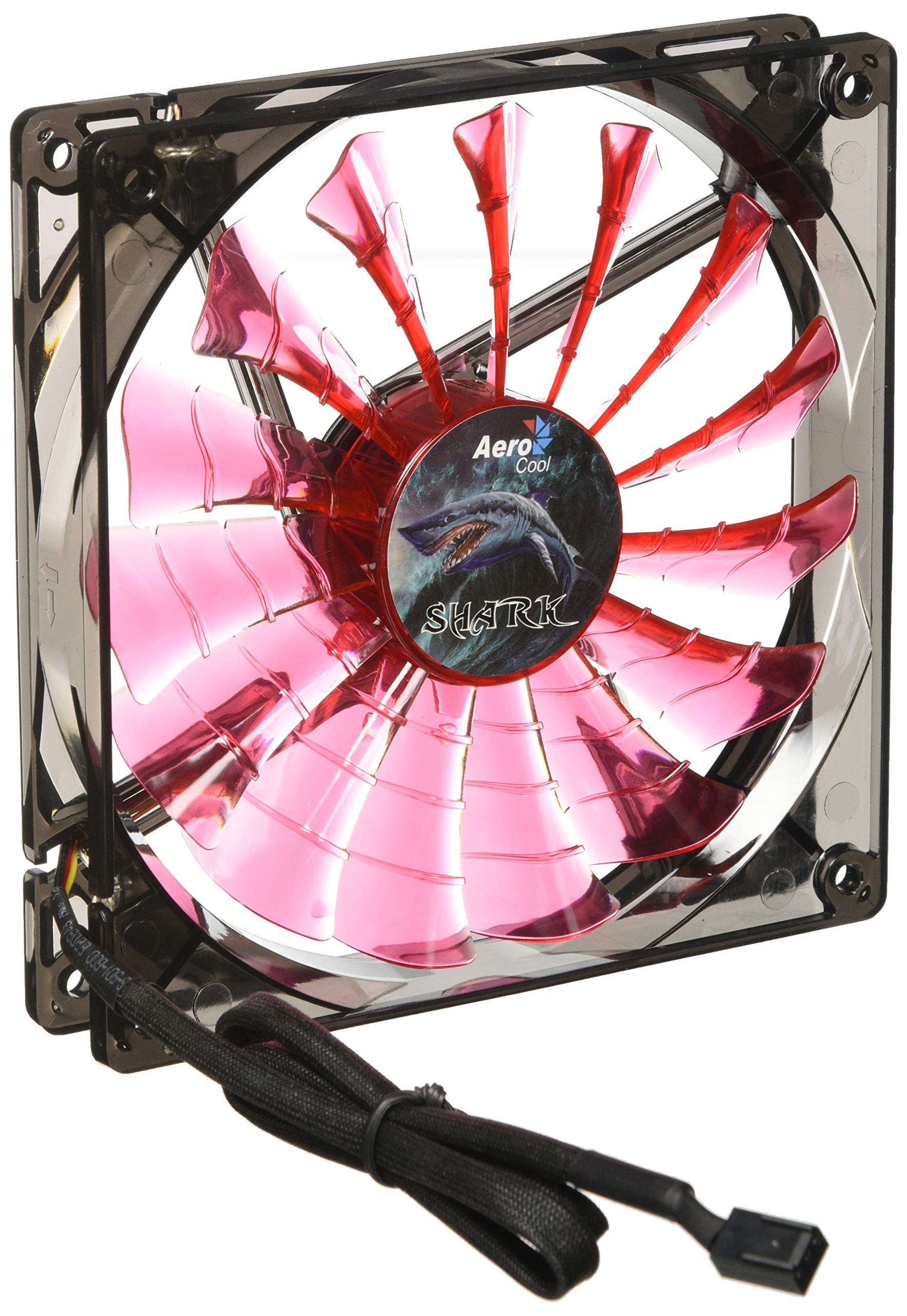Aerocool Shark 14 cm Quad LED Fan with 15 Blade Fluid Dynamic Bearing - Red