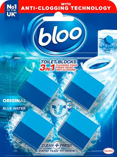 Bloo 3in1 In-Cistern Toilet Blocks Original Pack of 4 Blue Freshener