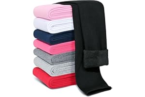 Kiiavoro Girls Fleece Lined Leggings Cotton Kids Winter Warm Leggings Thick Thermal Tights Pants