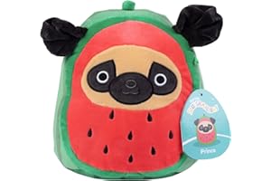 Squishmallows 8" Prince The Watermelon Pug - Officially Licensed Kellytoy Plush - Collectible Soft & Squishy Puppy Stuffed Animal Toy - Add to Your Squad - Gift for Kids, Girls & Boys - 8 Inch