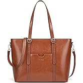Cnoles Satchel Handbag for Women Ladies Vintage Genuine Leather 15.6 inch Laptop Tote Shoulder Bag Work Purse