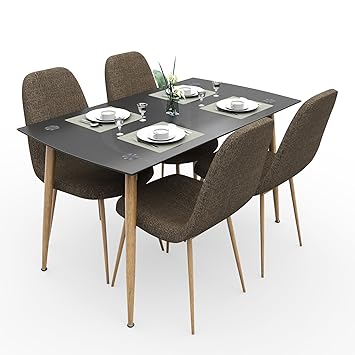 Forzza Logan Four Seater Dining Table Set (Beige)