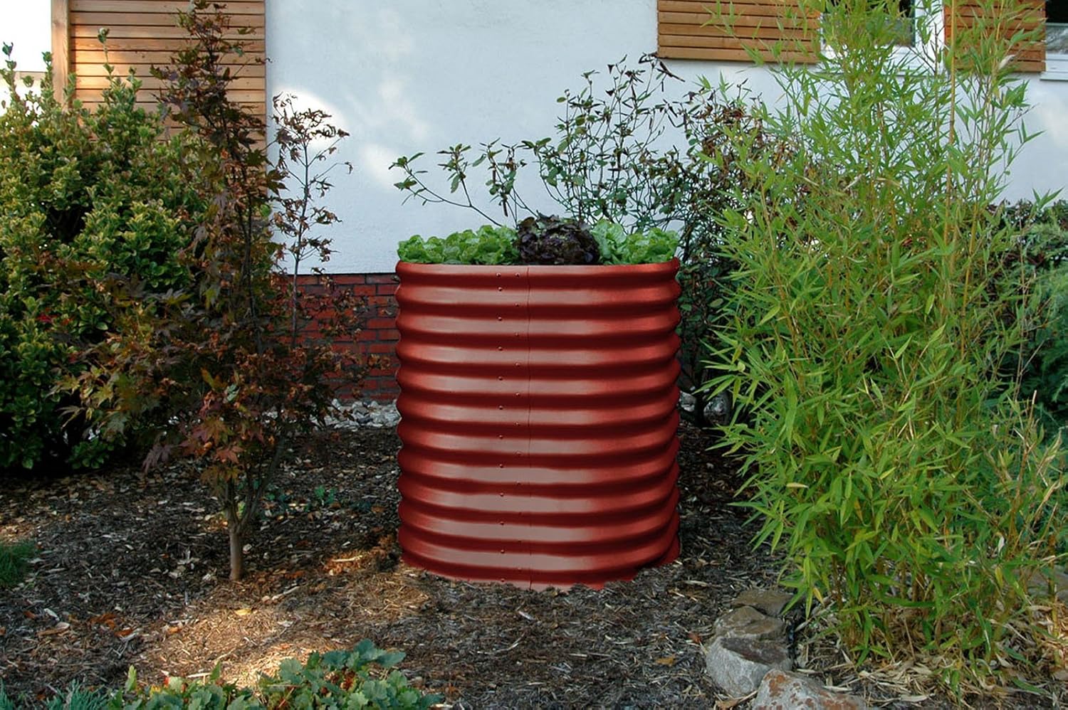 Bancal de metal de vitavia, redondo, color rojo: Amazon.es: Jardín