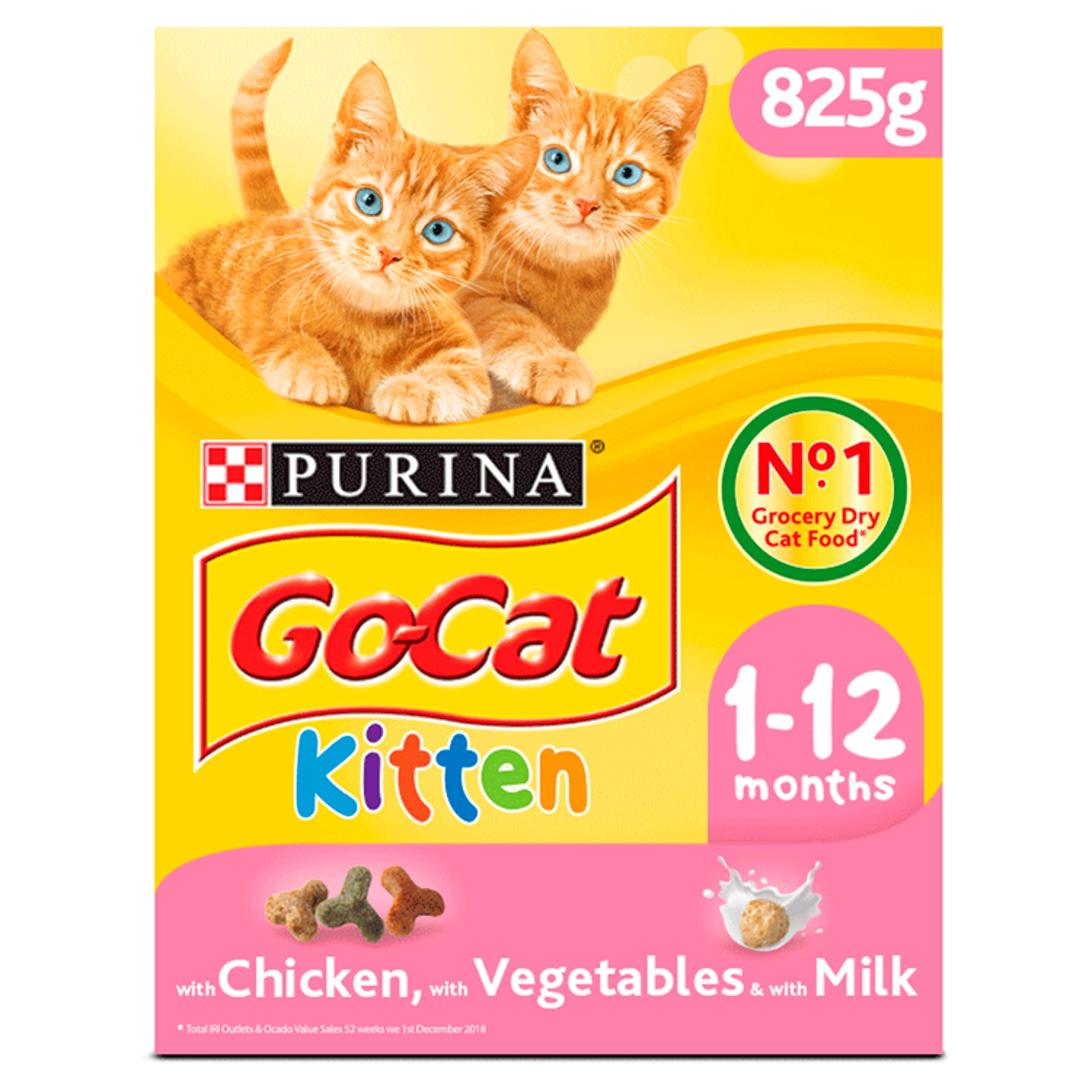 Go-Cat Kitten Dry Cat Food Chicken Milk & Veg 825g (Pack of 5)