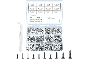 wugongshan 1000 Pcs Small Pan Head Screws Assortment Kit, Micro Tiny Electronic Self-Tapping Machine Screws for Glasses Watches Phone Electronic Repair