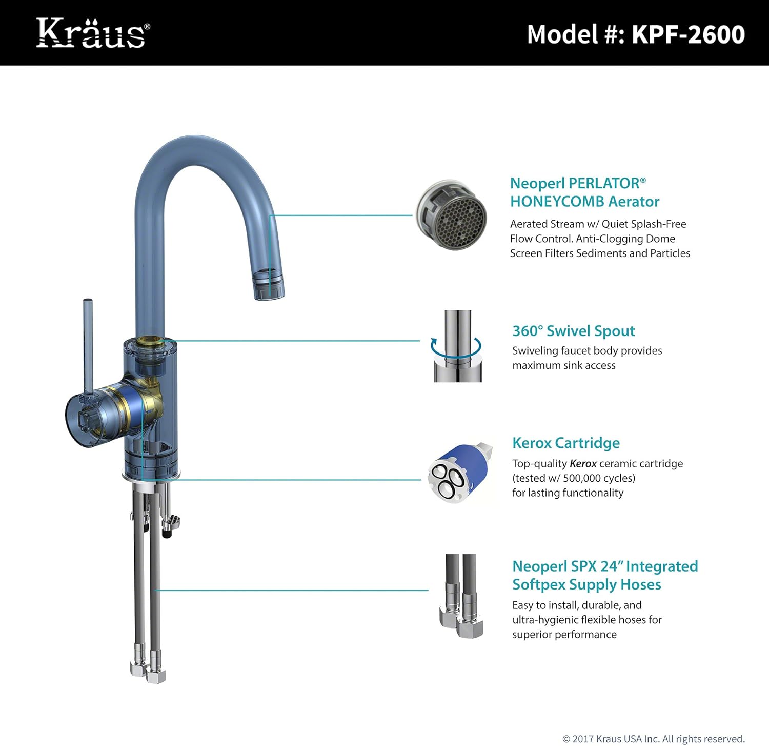 Kraus KPF-2600SFS Oletto Kitchen Faucet, 12.25 inch, Spot Free Stainless Steel - - 
