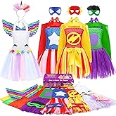 DOLNOW Girls Dress up Trunk Girl Pretend Play Costumes,12pcs Role Play Set with Supergirl Hero Costumes for Toddler Little Girl's Ages 3 4 5 6 Years