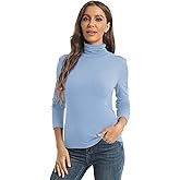 Women's Casual Long Sleeve Turtleneck Tops Slim Fitted Lightweight Base Layer Shirts