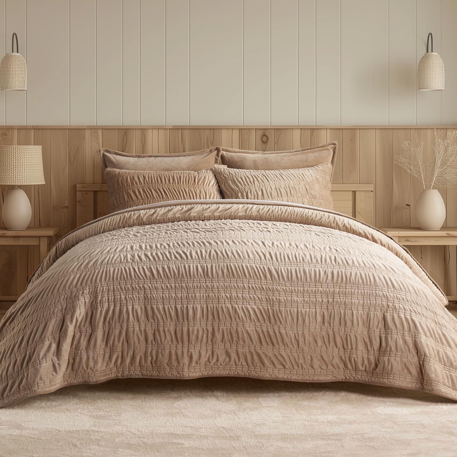EVERGRACE Velvet Quilt King Size, Luxury Velvet Bedding Set, Ultra Soft ...