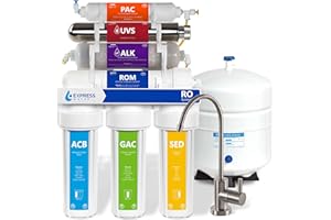 Express Water Reverse Osmosis Alkaline Ultraviolet Water Filtration System – 100 GPD (Modern Brushed Nickel Faucet)