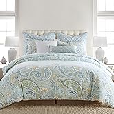 Levtex Home - Cortona Paisley Comforter Set - King Comforter (106 x 94in.)+ Two King Pillow Cases (36 x 20in.) - Paisley - Green, Yellow, Blue, and White - Cotton