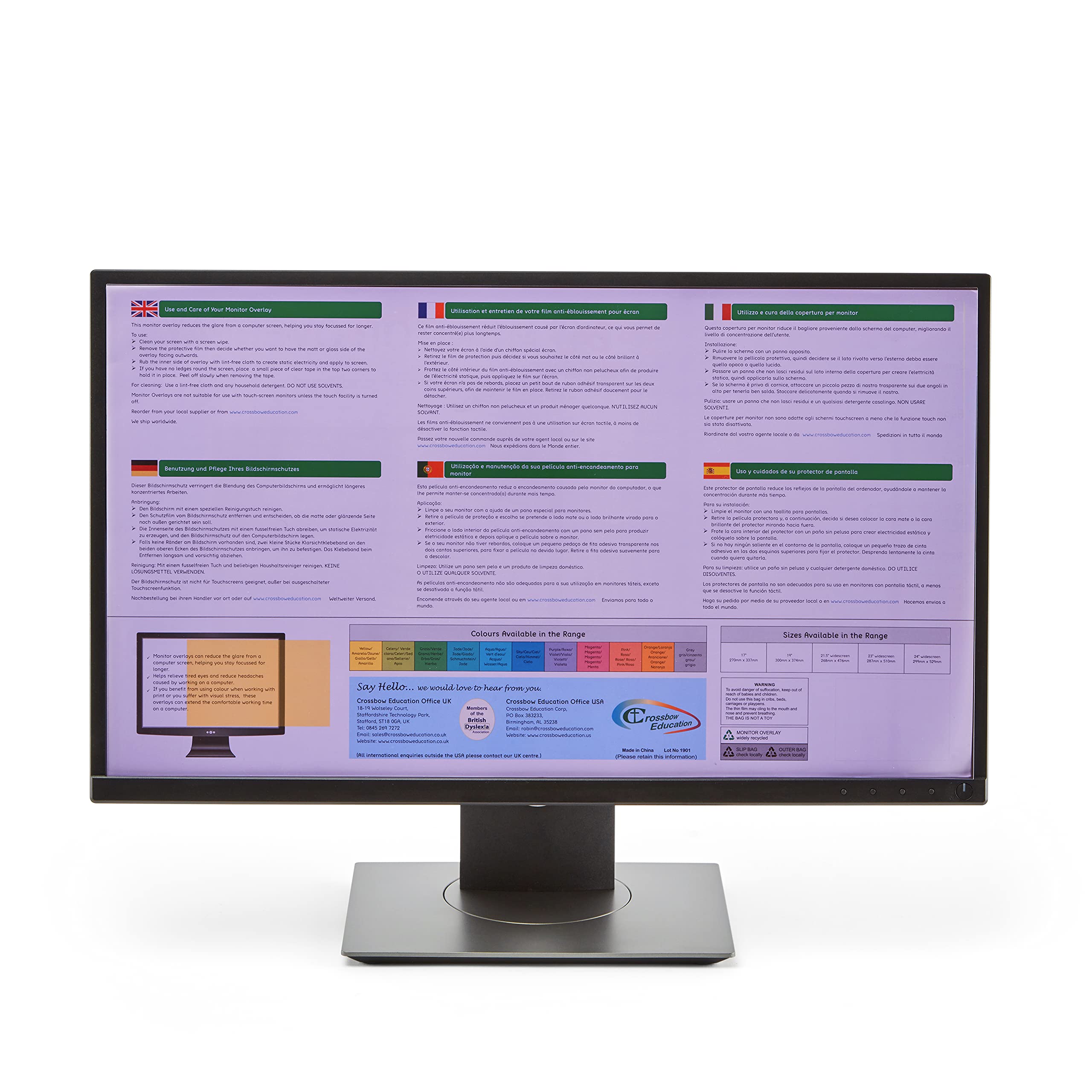 Crossbow Education: Monitor Overlay 21.5inch widecreen - Purple