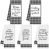 R HORSE Funny Kitchen Dish Towels - 5Pcs Funny Wine Kitchen Hand Towels, Cute Absorbent Cleaning Dishcloth Bathroom Home Decor for Wine Lovers Girls Women Hostess Housewarming Gifts